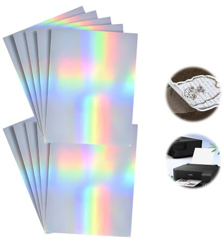 10 Fogli Carta Adesiva Stampabile Trasparente, Adesivi Trasparenti Stampabili, Carta Adesiva per Stampante, Carta Adesiva Trasparente, per Stampanti Laser E A Getto D'Inchiostro