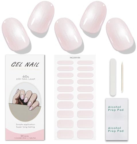 JMEOWIO Paillettes Rose Crème Stickers Ongles Gel Nail Stickers Semi-durci Autocollant Ongle Gel Uv Deco Ongle Nail Art Design Manucure