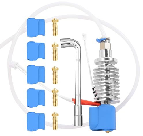Druckkopf Hot End Kit für Anycubic Kobra Plus/Kobra Max, 3D-Drucker Ersatz-Hot-End-Kit mit Thermistor, Heizpatrone, Heizblock, 5PCS 0,4mm Messingdüse und 5PCS Silikonsocke