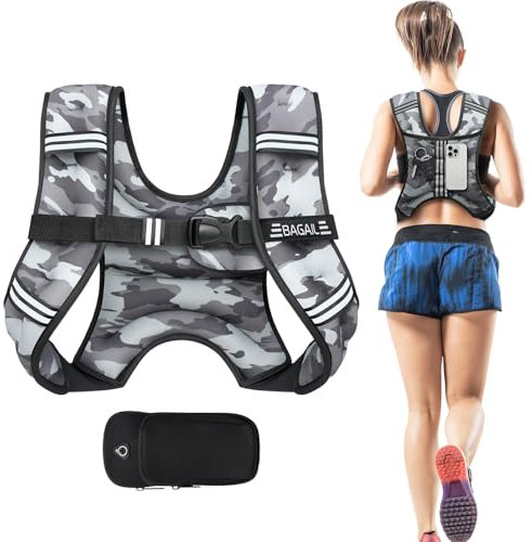 BAGAIL Chaleco Lastrado para Entrenamiento de Fuerza, Talla de Busto Ajustable, Bolsillo Práctico, Ideal para Entrenamientos en Gimnasio, Yoga y Ejercicios Aeróbicos