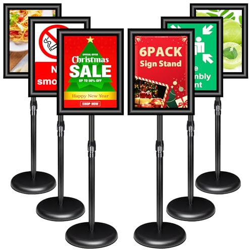 VAIIGO supports de panneau A3 réglables en aluminium pour affiche, menu, publicité, vente, affichage d'affichage (Noir, 6Pièces)