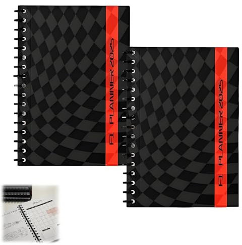 F1 2025 Planer und Kalender, 2025 Neuer Planer mit F1-Streckendesign, Spiralbindung, Monatsplaner mit Leidenschaft for Formel-1-Rennen, 2025-Planer for Damen und Herren(2PCS)