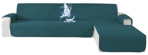 CYCMACO Wasserdicht Sofabezug L Form 3 Sitzer, Couch Überzug L Form Mit Armlehne rutschfest, Ecksofa Bezug Rechts/Links Universal Für Hund Katze, Dunkelgrün