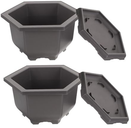 Happyyami 2juegos Macetas De Plástico para Suculentas De Diseño Elegante con Plato para Jardín y Decoración Interior Macetas Rectangulares para Cactus y Plantas Pequeñas