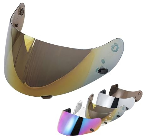 Motorradhelm Visier für HJ-09 CL-15 CL-17 CL-16 CL-SP AC-12 FS-10 CS-R1 IS-16 CS-R2 Integralhelm,Motorrad Windschutz Helm Objektiv,Helm Visier mit Anti-Beschlag-Nagelbefestigung (Gold)