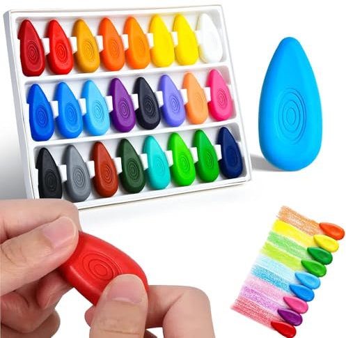 ICHOWHO 24 Colors Crayons for Kids,My First Jumbo Crayons for Toddlers with Easy-Grip,Easy-Grip Art Supplies,Safe and Mess-Free Coloring,Kids Non-Toxic Child,Toddler Safe Crayon Art Supplies