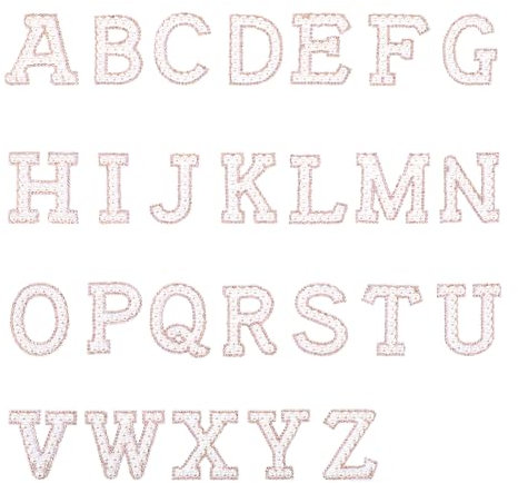 26 PCS Iron on Letters for Clothes, Bling Sew on Letter Patches, Stick on Pearls Letters with Rhinestone, Glitter Stick on Letter Applique for Fabric Wedding Art Crafts Clothing DIY Decors