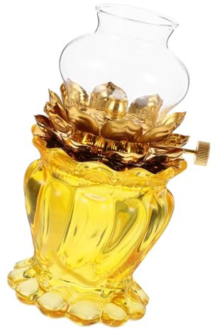 PRETYZOOM 1stk Dimmbare Petroleumlampe Diffusor Kerzenhalter Lampen Votiv- Dekorativ Sonnenuntergangslampe Led Laterne Stange Rein Inhaber Mittelstücke Wandgemälde Statue Yellow Legierung