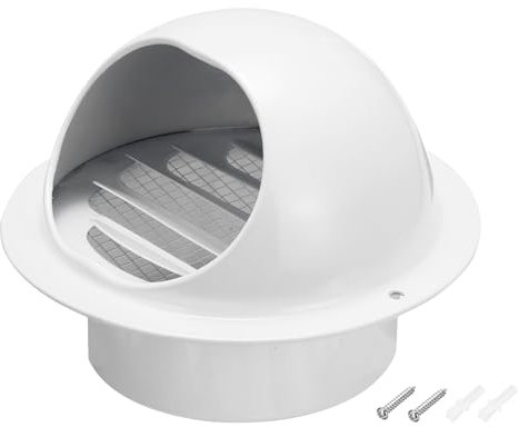 PATIKIL 4 Inch Vent Round Cover, Stainless Steel Exterior Wall Air Vent Louvered Soffit Vent Exhaust Outlet Hood for HVAC Ducting Exhaust Extractor Fan, White