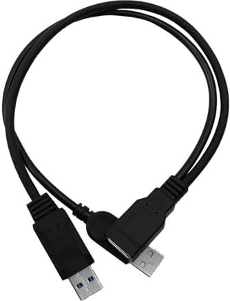 Nicear USB 3.0 Female To Dual Male Extra Power Data Extension Cord Adapter Data Transfer Dual USB Y Splitter Cable