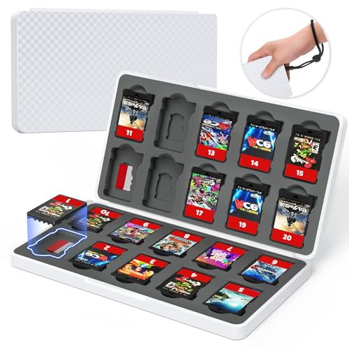 Game Card Case für Nintendo Switch 2/1, Lite, OLED - Game Holder für Switch Cartridges mit 20 Game Card Slots & 20 Micro SD Card Slots, Magnetverschluss, Hard Shell Case mit weichem Silikonfutter