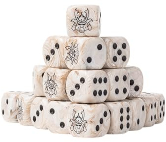 Yoroni Logo on Parchment Marbled Dice - 24 per pack