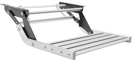 Dofanqing Escalera plegable para autocaravana, 54 x 61 x 20 cm, color plateado y negro, diseño moderno para caravanas y camiones