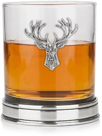 Kilts Wi Hae Stunning Pewter Scottish Stag Head Whisky Tumbler