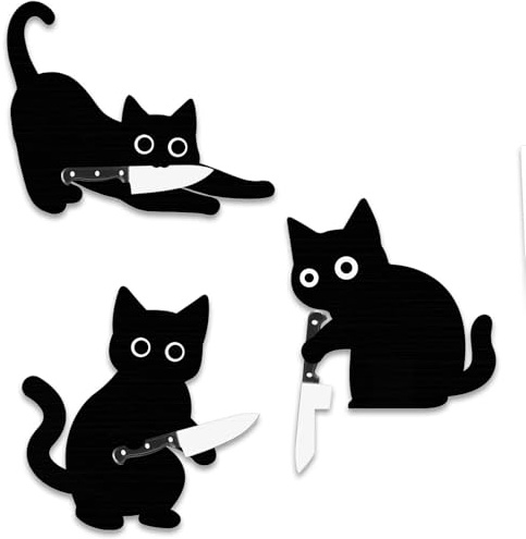 Juego de 3 decoraciones de pared de Halloween con diseño de gato negro, arte de pared de madera para el hogar, decoración de Halloween espeluznante y adorable para puertas, entradas y paredes. Regalo