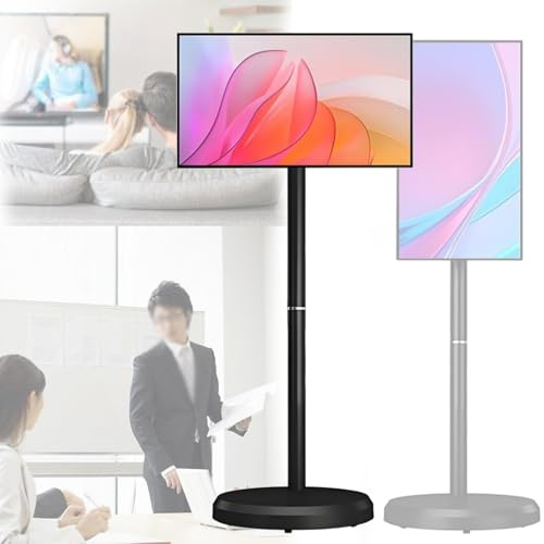 DOZPAL Pantalla Inteligente móvil HD de 21,5'' con Ruedas, Monitor portátil, Pantalla táctil inalámbrica, batería integrada de 6000 mAh para Streaming, Trabajo Remoto y Uso versátil Black-4GB+64GB