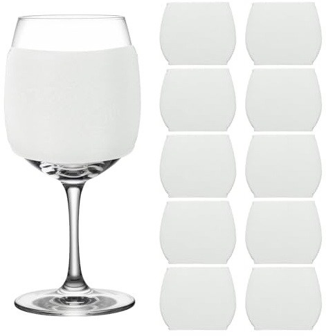 sourcing map 12 Pcs Sublimation Blank Wine Glass Sleeves, Reusable Neoprene Insulated Wine Glass Cover Protector for Cold Drinks Sublimation Ornaments Supplies, White