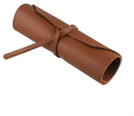 babominimer Portable PU Leather Tool Roll Bag with Vintage Design, Compact Hand Tool Organizer for Wrenches, Cutters and Hardware Accessories, Secure Folding Pouch for DI(Brown)