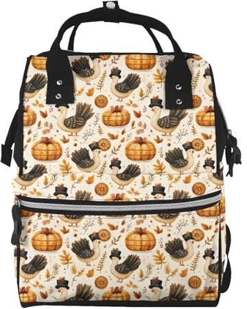 Nevjipu Sac à dos à langer pour poupée – Turquies portant des chapeaux imprimés pour maman, sac à dos tactique tendance pour bébé, sac à dos de voyage, randonnée, sac à langer pour tout-petit, sac à