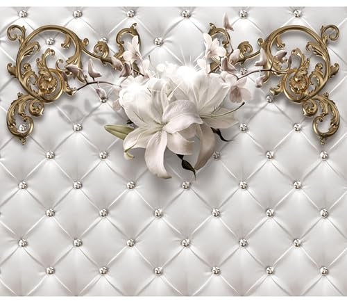 murando - Vlies Fototapete Blumen Leder-Optik Abstrakt Vlies Tapeten Wandtapete XXL Moderne Wanddeko Design Wand Dekoration Wohnzimmer Schlafzimmer Büro Flur