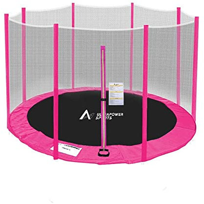 Trampolin Netz Randabdeckung Trampolinzubehör Set Trampolinnetz Randabdeckung für Trampolin Ø 305 cm 6 Stangen UV-beständig Reißfest Trampolinnetz Trampolinschutz Ersatznetz Federabdeckung Umrandung