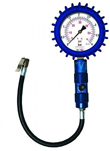 TVR Manometro made in Italy verifica pressione gomme pneumatici professionale - Diametro quadrante 63mm BLU