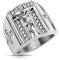 Autiga Herrenring Edelstahl Herren Ring Jesus Kreuz Cross Zirkonia Männer Silber 64 - Ø 20,57 mm
