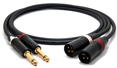 enoaudio Mogami 2534 Quad Câble Paire (L,R) Stéréo Professionnel | Neutrik Gold 6,3mm TS – XLR mâle | HiFi - 5,0 m