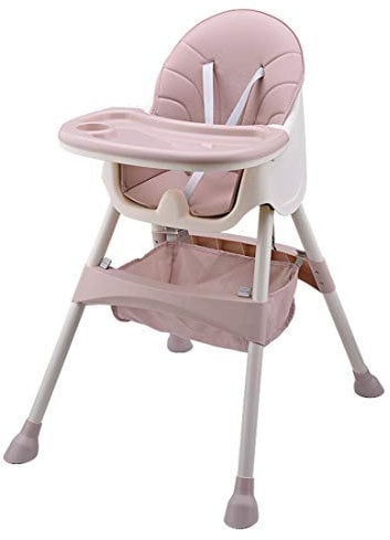 KUANDARYJ Hochstuhl, höhenverstellbarer Kinderstuhl, nutzbar ab der Geburt bis ca. 6 Jahre (max. 30kg) Neugeborenen Aufsatz und Kinderhochstuhl ab Geburt, Pink