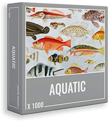 Cloudberries Aquatic - Meeresleben Puzzle 1000 Teile. Detailliertes Erwachsenenpuzzle mit Vintage Unterwasser-Illustrationen.