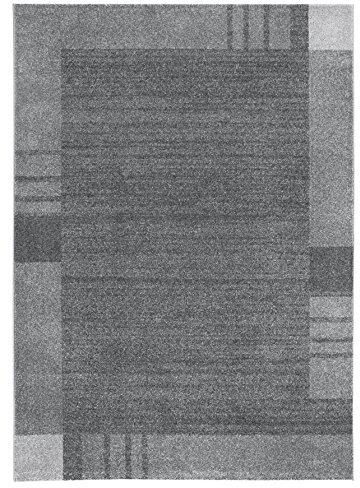 andiamo Webteppich moderner stilvoller Kurzflor Teppich robust und pflegeleicht aus 100% Polypropylen geeignet für Fußbodenheizung und Saugroboter 60 x 110 cm Bordüre Grau