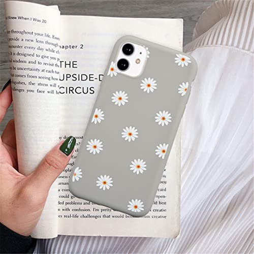 ZTOFERA TPU Back Case for iPhone 11, Daisy Pattern Matte Soft TPU Case, Slim Light-wight Protective Bumper Cover for iPhone 11 (6.1) - Grey