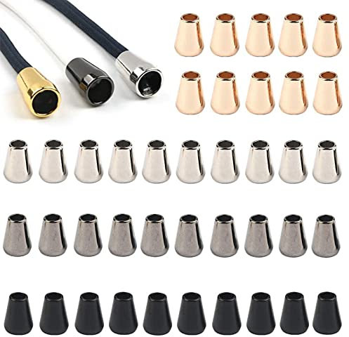Cosswe Metall Kordelendstücke,40Stück Metall Kordelenden Kordelstopper Einloch Kordelenden Kordel Verschluss Kordelklemme für Schnüre Kordeln Fäden von Lanyard Kleidung Rucksack Sportwear Paracord