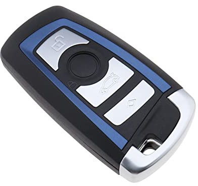 EMSea 4 Button Car Key Case Replacement shell with Uncut Blade Smart Remote Shell Compatible with B-M-W 1 2 3 4 5 6 7 Series/X3/X5/M2/235ix/320/E90/E92/E93/F10/F20/F30/F40
