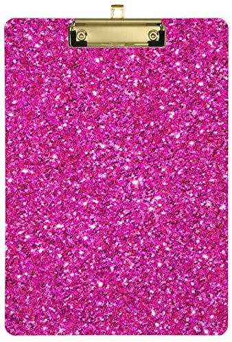 Klemmbrett aus Acryl, für Büro, Schule, Krankenpflege, mit Klemmleiste, für Standard-A4, Briefgröße, 22,9 x 31,8 cm, mit goldfarbenem Metallclip, Rot / Rosa