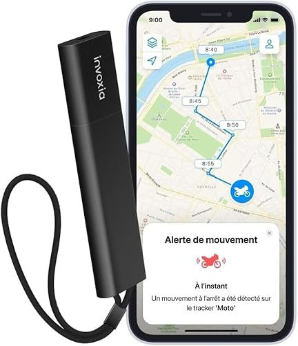 Tracker GPS Pro Invoxia - Localisation en Temps Réel - sans Abonnement Inclus - pour Voitures, Motos, Enfants - Alertes de Mouvement et d’Inclinaison - Réseau 4G LTE-M - Jusqu’à 3 Mois d’autonomie