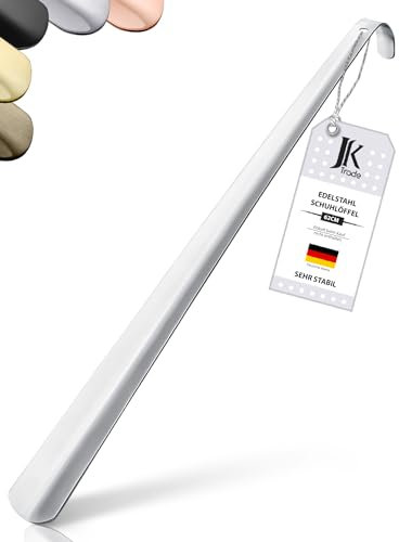 JK Trade® L'original Chausse-pied stable en acier inoxydable de 62 cm | Chausse-pied long en acier inoxydable à tenir debout | Rapide et résistant au dos | Longueur et largeur idéales | Shoe Horn
