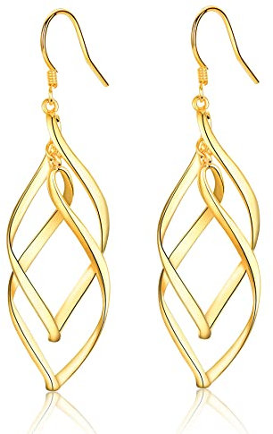 CERSLIMO Ohrringe Gold Hängend Diamant Hängeohrringe Lang Silberohrringe Vergoldet Damen Frauen Schmuck Weihnachtsgeschenke