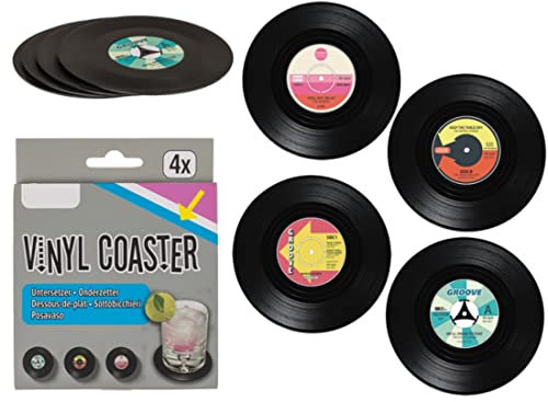 Lot de 4 sous-verres en vinyle - Dessous de verre - Dessous de verre d'origine - Dessous de verre en bois réutilisables.