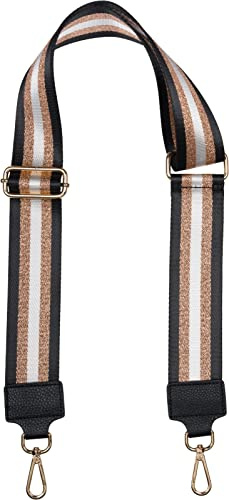 styleBREAKER Taschen Schultergurt Streifen Metallic | 5 cm breiter Wechselriemen aus Stoff, Karabinerhaken für einfachen Austausch, stufenlos von 87 bis 130 cm anpassbar.