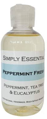 Simply Essential Peppermint Fresh Massage & Foot Oil with Peppermint, Tea Tree & Eucalyptus 100ml Refreshing & Uplifting