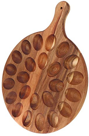 Dusarls 24 Agujeros de Madera Reversible Plato de Huevo Relleno de Huevo Redondo de Huevo de Madera