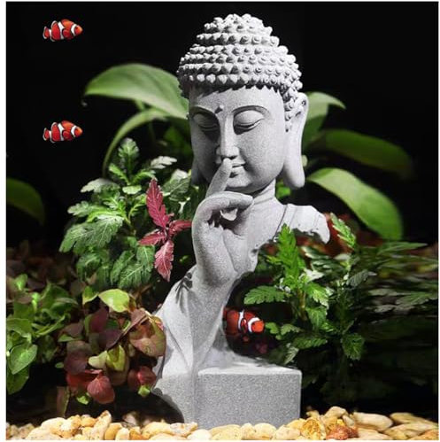 livelyfish Meditierende Buddha-Statue, Zen-Gartenstatuen, Sandstein, Denker, Buddha-Skulptur, Figur für Aquarium, Heimdekoration, Geschenk, groß
