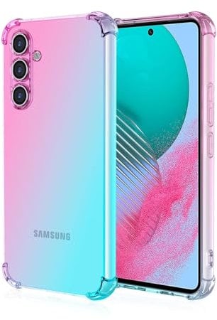 Topme Coque pour Samsung Galaxy A55 5G (6.5 inches), Étui de Téléphone Portable en Silicone TPU Souple avec Dégradé de Couleur Transparent - Rose Vert