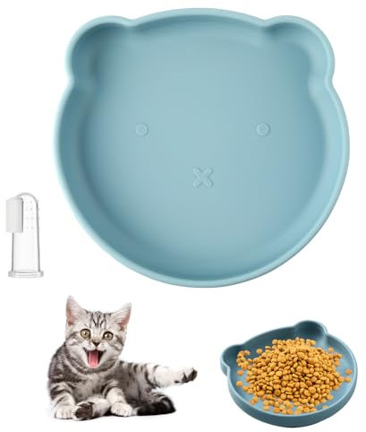 Katzennapf Flach,Silikon Futternapf für Katzen,Katzenfutter Napf Futternapf Katze Mit Saugnapf,Fressnäpfe Wasserschale für Hunde Katzen Hasen Futterschale für Trockenfutter und Nassfutter