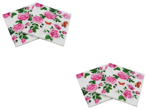 FRCOLOR 40 Blätter Party-Papierservietten Hochzeitsdekorationen Verzierungen zum Basteln Blumendekoration stress pre shave roses Partyservietten bedruckte Servietten Handbuch Taschentuch