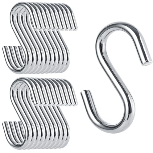 CYEAH 50 Pcs Heavy Duty S Hooks for Hanging, 304 Stainless Steel S Shaped Hooks, 2 in Long Metal Hangers Hanging Hooks for Kitchen, Work Shop, Bathroom, Garden, Max 176 Lbs