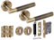 HANDLEZONE® Evo Knurled Grip Door Handles on Rose 3 Lever Lock Pack, 76mm Lock, 75mm Ball Bearing Hinges - Antique Bronze
