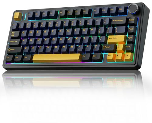 AULA F75 75% Wireless Mechanical Keyboard,2.4Ghz/Type-C/BT5.0 Gaming Keyboards,Advanced Structure,RGB Backlight,Hot Swappable Custom Keyboard for PC/Mac (Cool Black)
