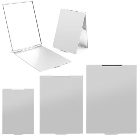 ZAMXHUG Miroir de Poche - 3 pcs Miroir de Maquillage Ultra Fin et Durable avec Coque en Aluminium, Miroir Pliable Portable Unisexe, Miroir cosmétique pour Les Voyages,Polyvalent Miroir (3 Tailles)